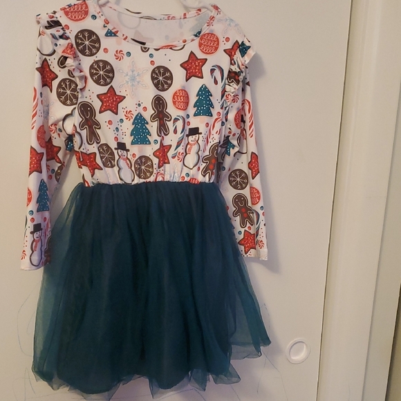 Festive Holiday Dress with Tulle Skirt - Picture 1 of 9